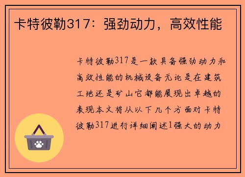 卡特彼勒317：强劲动力，高效性能
